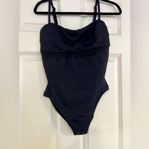 Seafolly Black One-Piece Swimsuit with Scallop Detail